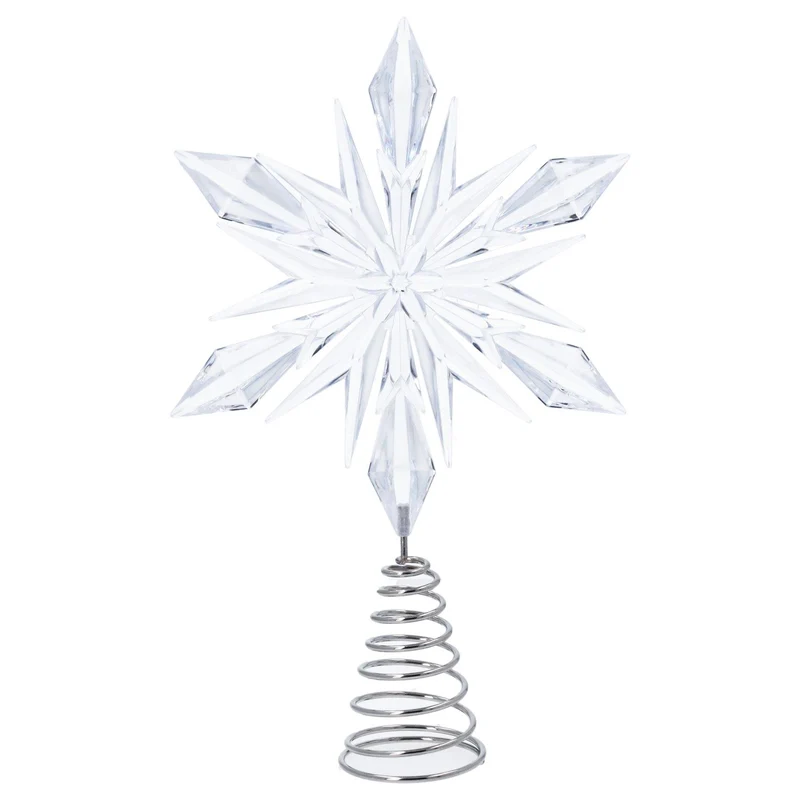 Clear Acrylic Star Christmas Tree Topper, Gisela Graham Snowflake 33cm