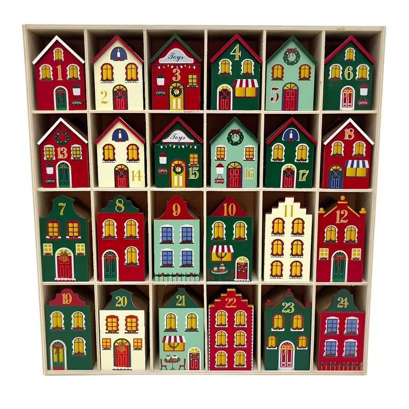 Fill Your Own Advent Calendar, Gisela Graham Reusable Wooden Dutch Village