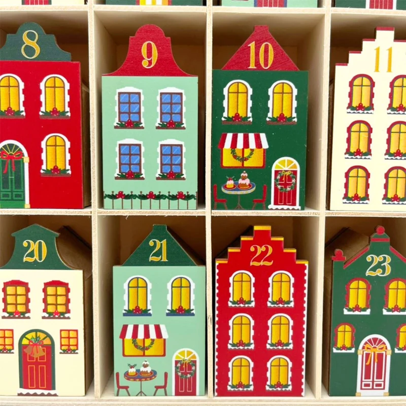 Fill Your Own Advent Calendar, Gisela Graham Reusable Wooden Dutch Village