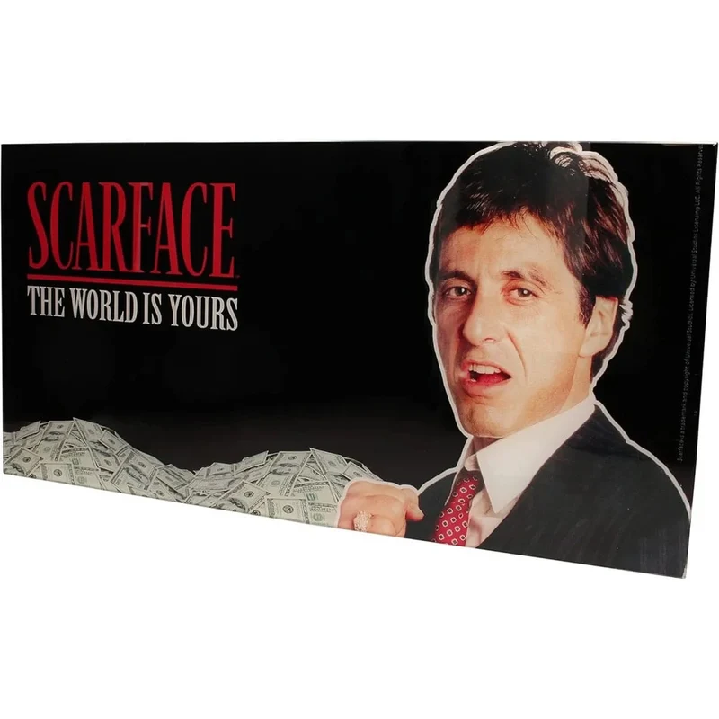 Scarface Glasposter The World Is Yours (Black Background) 60 x 30 cm