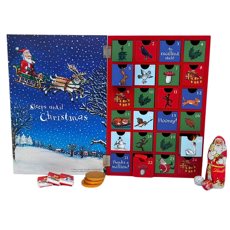 Stick Man Wooden Fill Your Own Advent Calendar with Drawers, Christmas Countdown