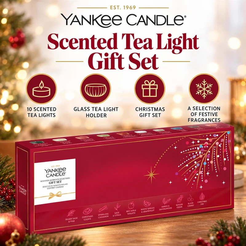 Yankee Candle Christmas Gift Set 10 Tea Lights and 1 Holder