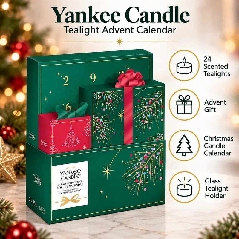 Yankee Candle Tealight Christmas Advent Calendar, 24 Different Fragrances