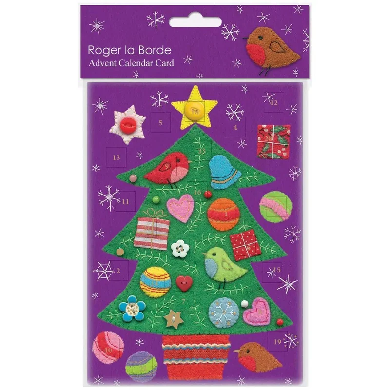 Christmas Tree Christmas Advent Calendar Greetings Card, 24 Door Advent Calendar