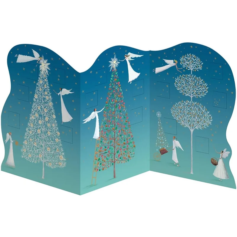 Three Angels Trifold Christmas Advent Calendar, 22.5cm 24 Door Picture Calendar