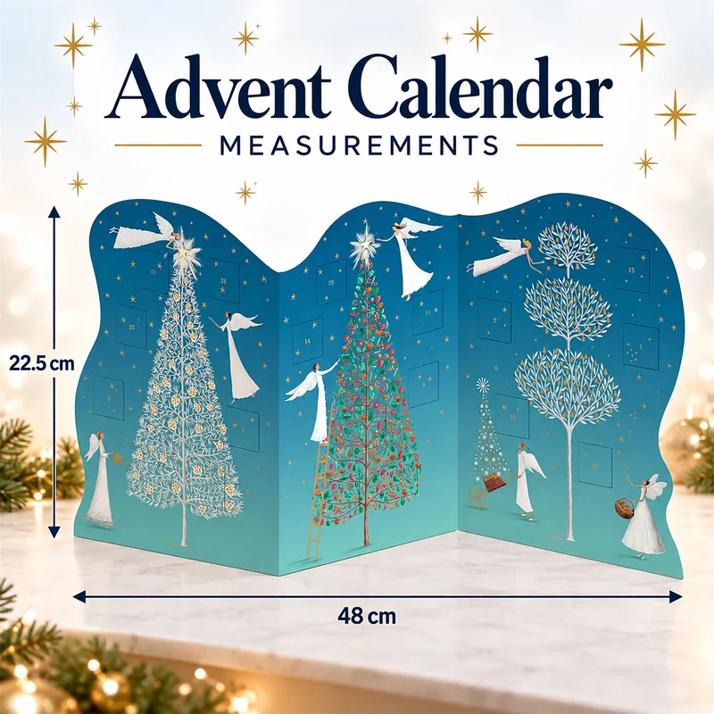 Three Angels Trifold Christmas Advent Calendar, 22.5cm 24 Door Picture Calendar