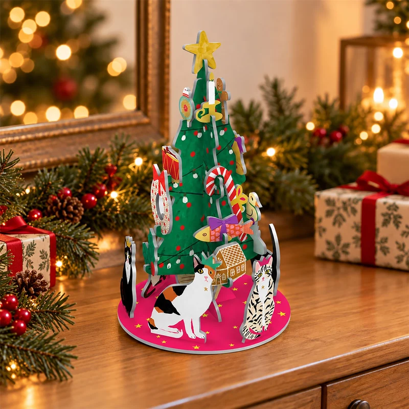3D Cat Christmas Advent Calendar, Cosy Cat Tree Pop & Slot Petite