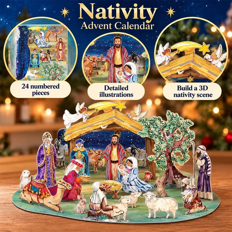 Nativity Advent Calendar, Large Pop & Slot 3D Christmas Story Calendar