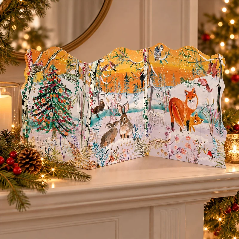 Woodland Winter Solstice Trifold Christmas Advent Calendar, 22.5cm 24 Door