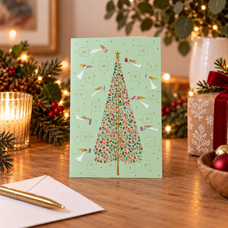 Angel Trees Christmas Advent Calendar Greetings Card, Christmas Tree 17cm