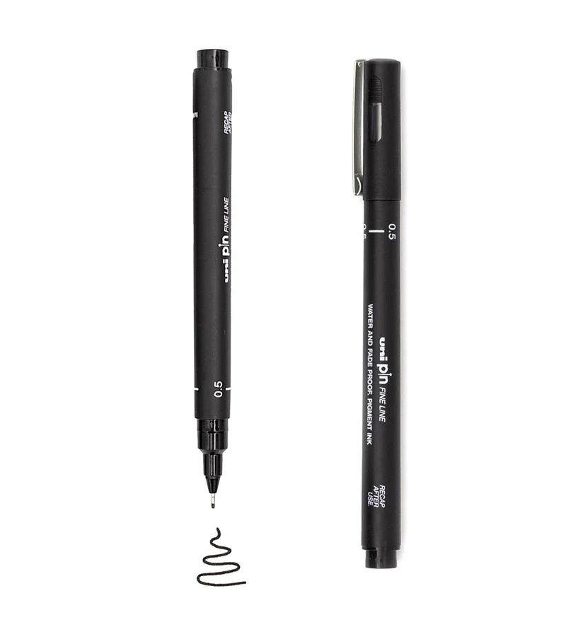 Fineliner - Uni Pin 5er Set - Schwarz