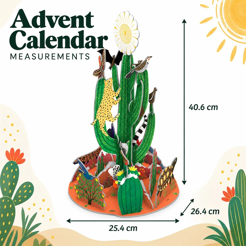 Christmas Cactus Pop & Slot Christmas Advent Calendar Large, 3D Advent Calendar