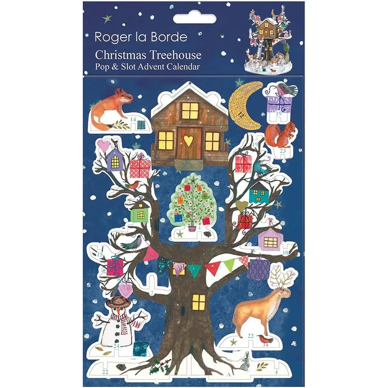 3D Petite Christmas Tree House Advent Calendar, Pop & Slot Woodland Scene