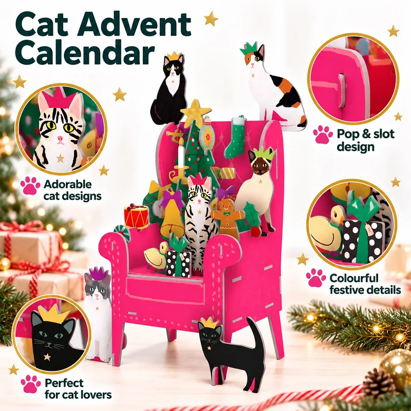 Cosy Cats Advent Pop & Slot Christmas Advent Calendar Large