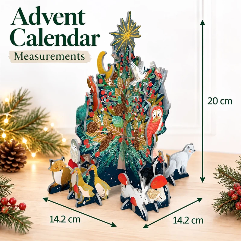 3D Christmas Advent Calendar, Forest Sancturary Tree Pop & Slot, 20cm