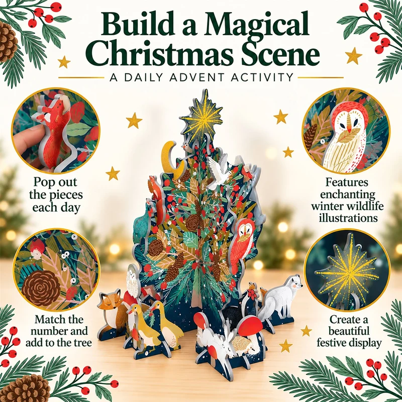 3D Christmas Advent Calendar, Forest Sancturary Tree Pop & Slot, 20cm