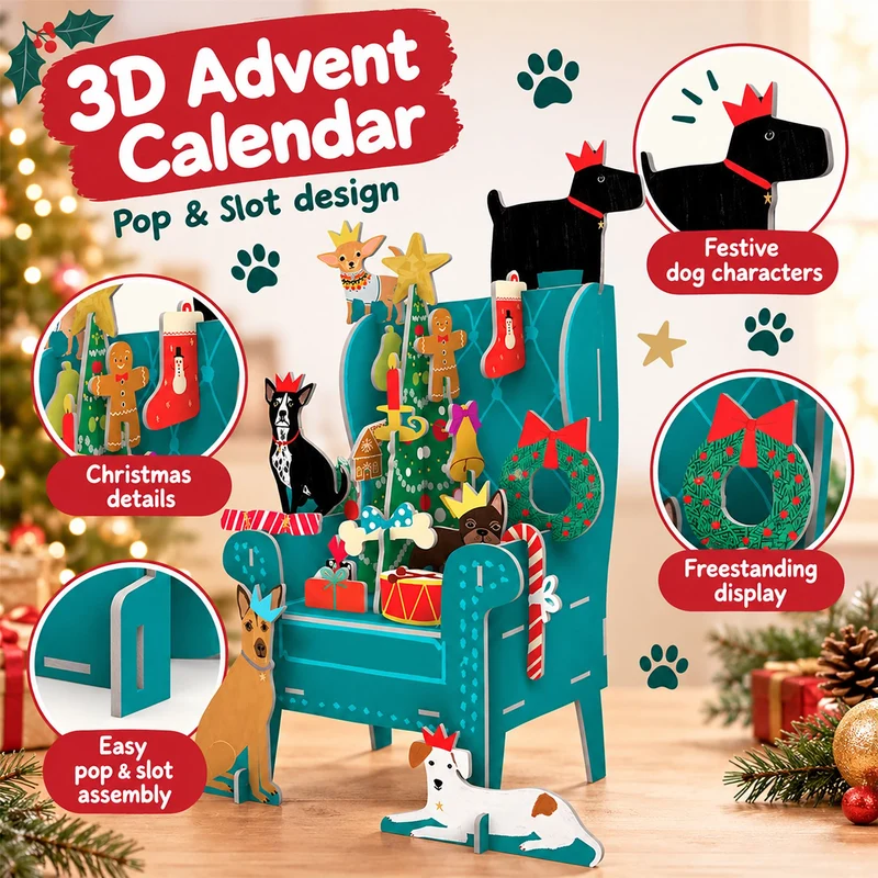Pooch Perfection Advent Pop & Slot Christmas Advent Calendar Large, 3D
