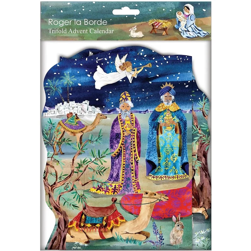 Nativity Advent Calendar, 22.5cm Freestanding Christmas Story Trifold Calendar
