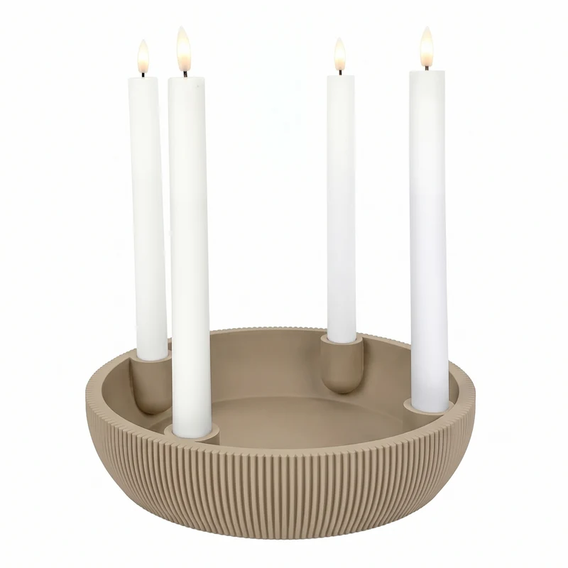 Adventsschale Skandi Adventskranz modern Dekoschale Kerzenhalter LED Weihnachtsdeko
