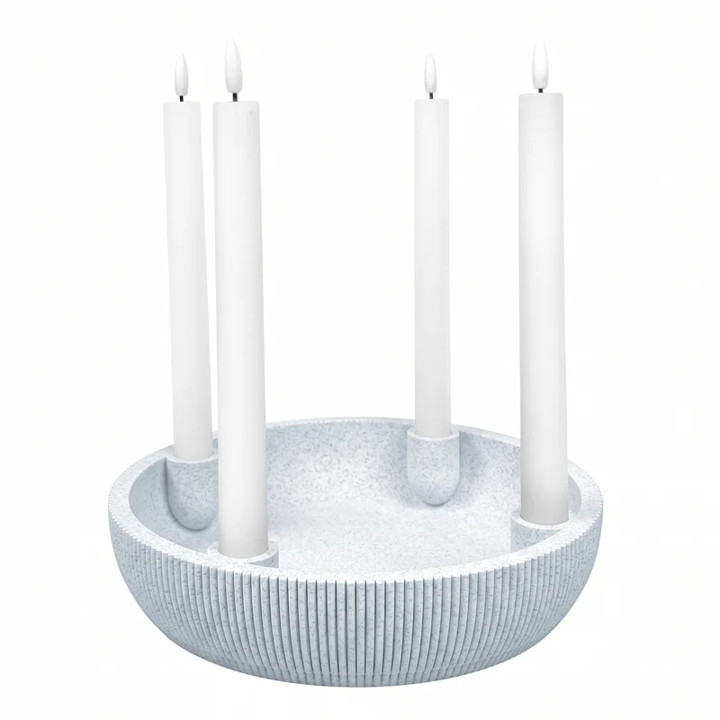Adventsschale Skandi Adventskranz modern Dekoschale Kerzenhalter LED Weihnachtsdeko Sprenkel-Optik