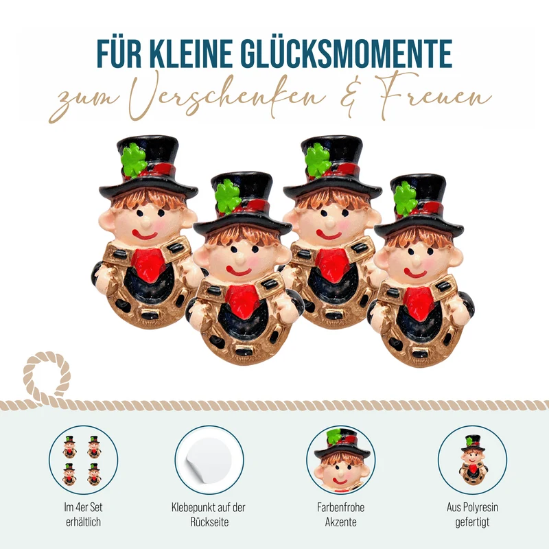 Kaminkehrer Hufeisen 4er Set selbstklebend 4 cm - Glücksbringer
