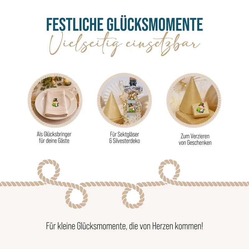 Schornsteinfeger mit Klee 4er Set selbstklebend 4 cm - Glücksbringer