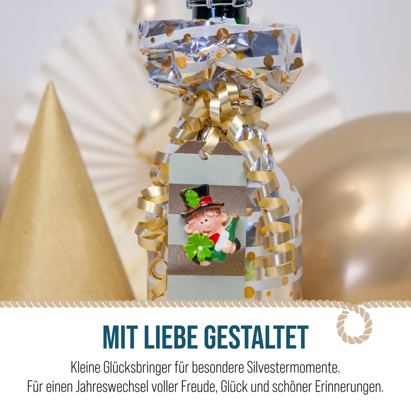 Schornsteinfeger mit Klee 4er Set selbstklebend 4 cm - Glücksbringer