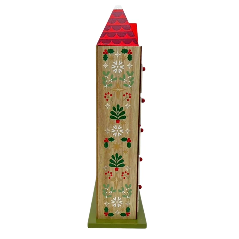 Gisela Graham Reusable Wooden Advent Calendar, 24 Drawer Alpine Christmas House