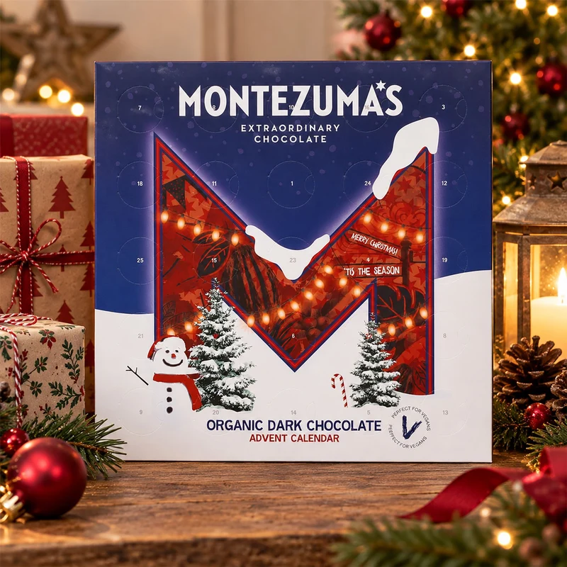 Montezuma Dark Chocolate Christmas Advent Calendar, Organic Vegan 25 Shapes