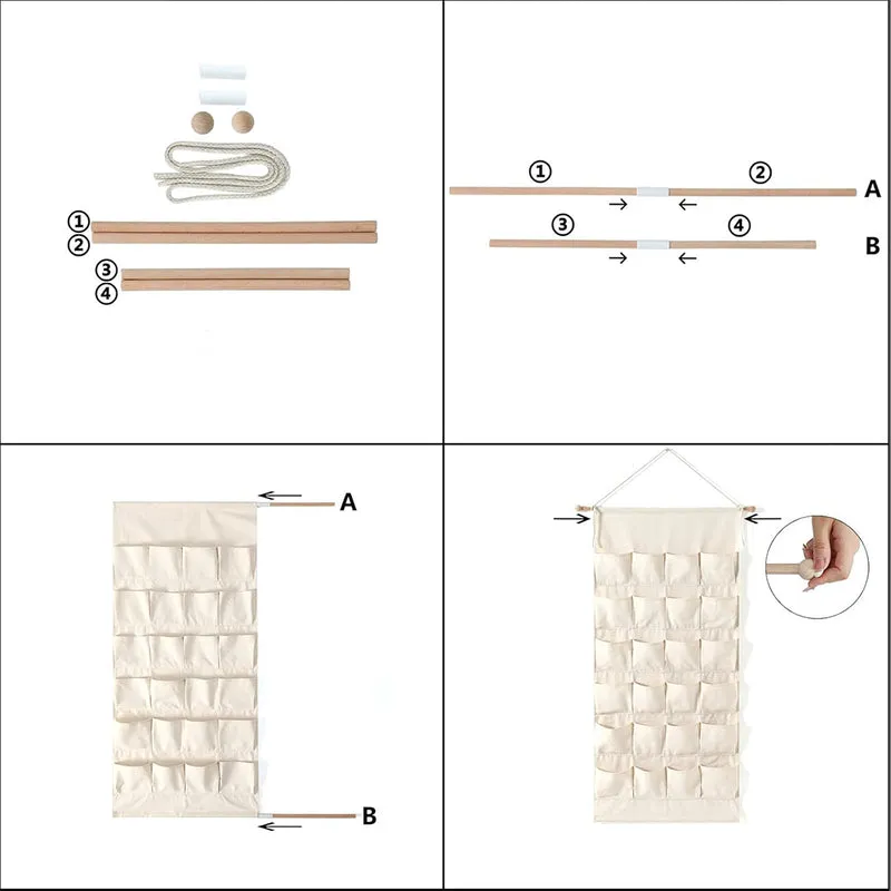 Adventskalender zum Befüllen Wandkalender aus Stoff zum Aufhängen personalisierbar mit Wunschname XXL Boho Weihnachtshäuser