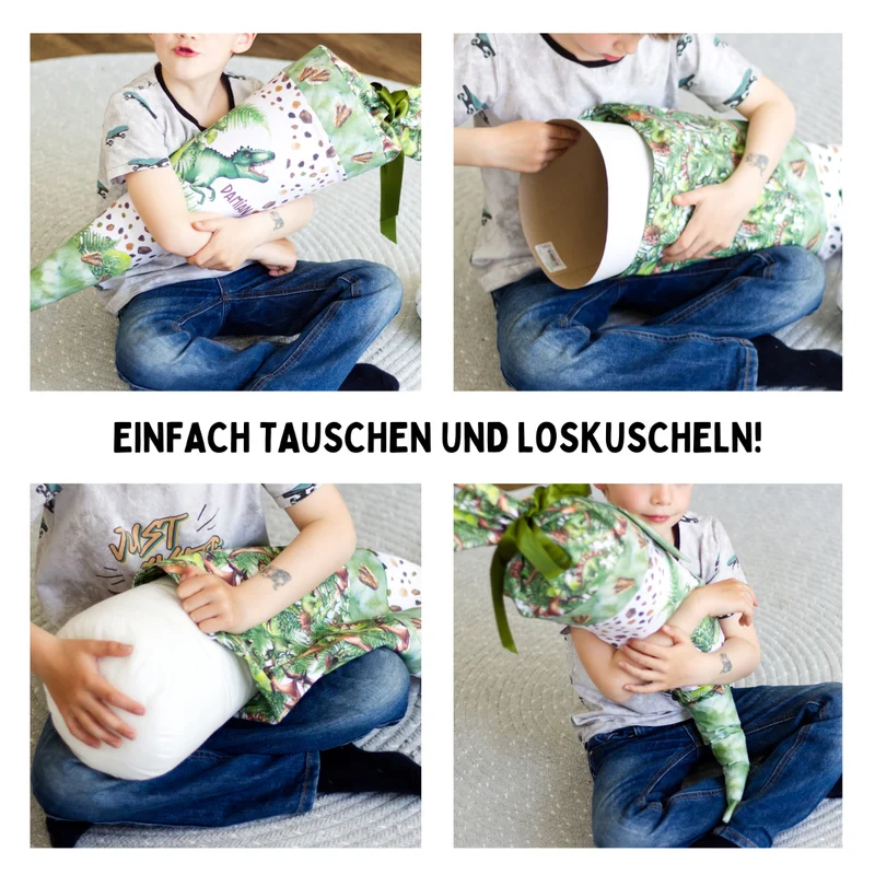 Geschwister Schultüte auch DIY aus Stoff - T-Rex