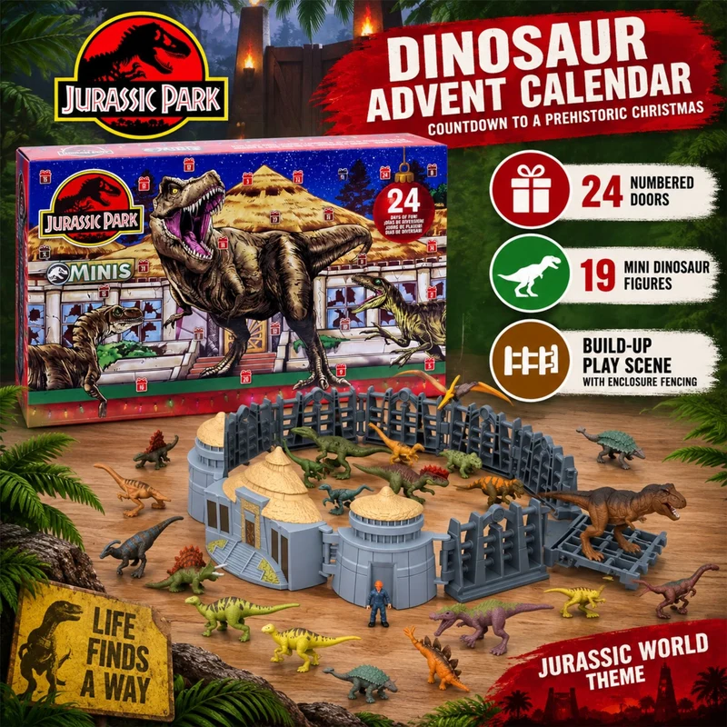 Jurassic World Toy Mini Figures Dinosaur Advent Calendar 2026, Dinosaur Playset