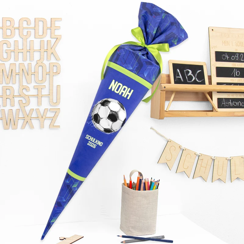 Deine Schultüte aus Stoff mit Wunschname - Jungs Modell 18 - 85 cm