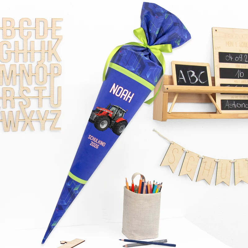 Deine Schultüte aus Stoff mit Wunschname - Jungs Modell 18 - 85 cm