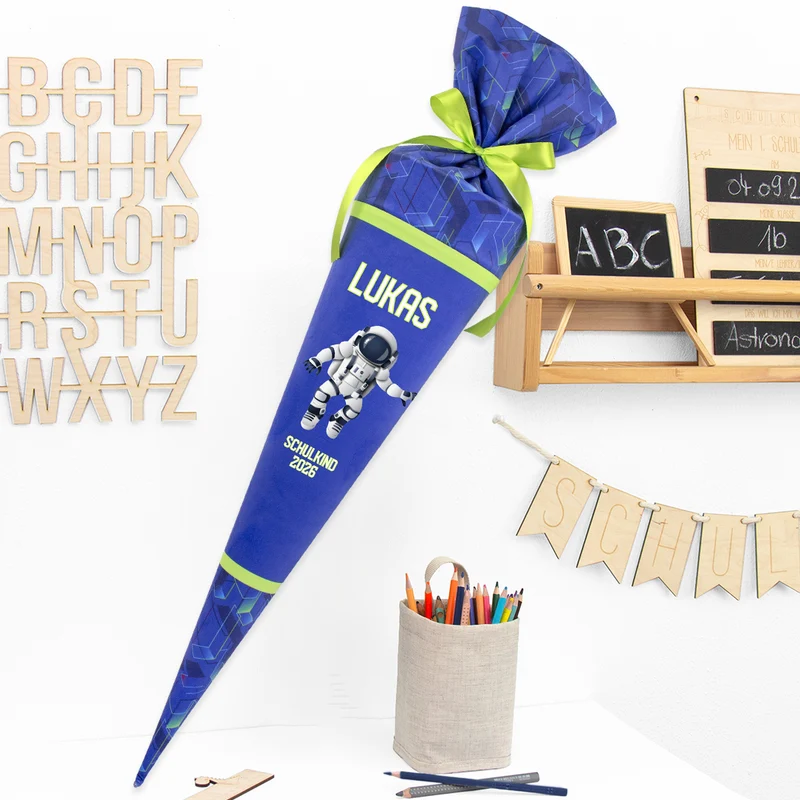 Deine Schultüte aus Stoff mit Wunschname - Jungs Modell 18 - 85 cm