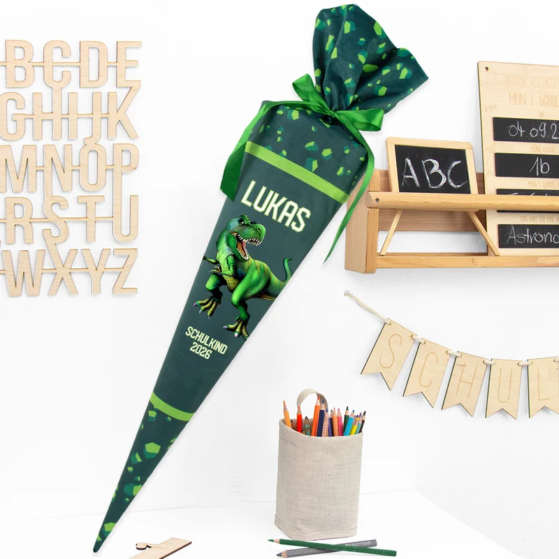 Deine Schultüte aus Stoff mit Wunschname - Jungs Modell 16 - 85 cm