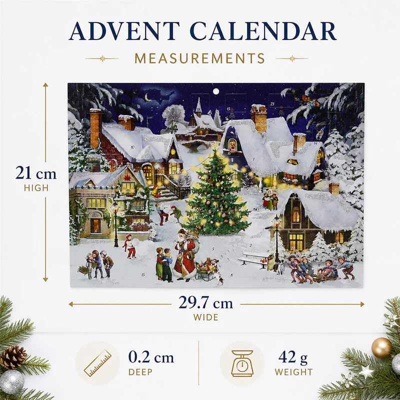 Village on the Hill Christmas Advent Calendar, A4 Traditional Picture Calendar