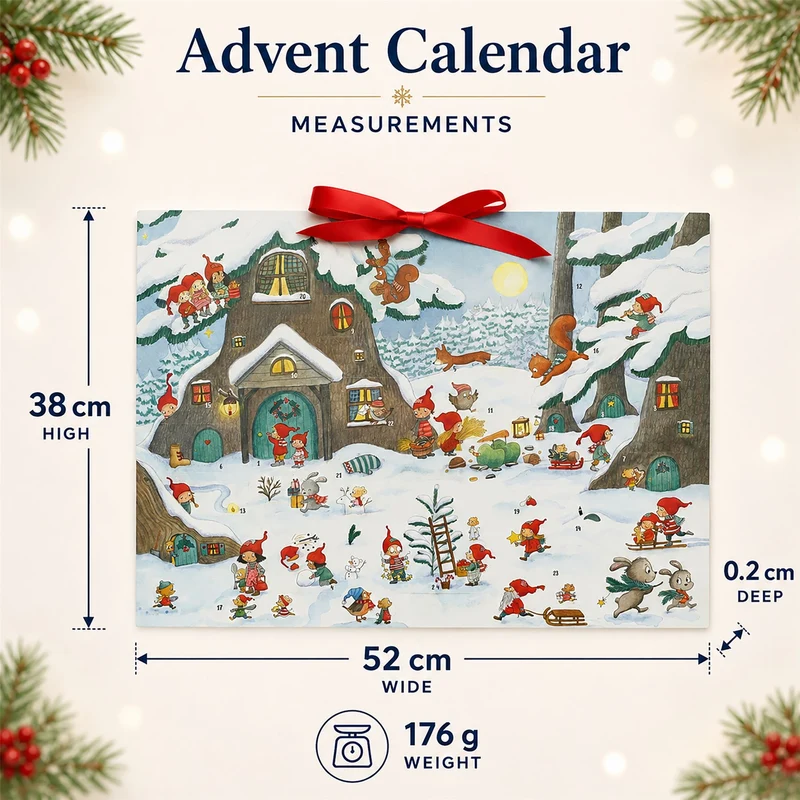 Large Picture Advent Calendar, Gnome Woodland Christmas Design 52cm