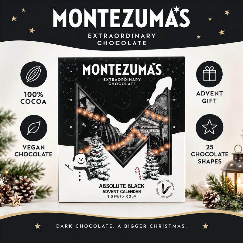 Montezuma Absolute Black Chocolate Christmas Advent Calendar, Dark Chocolate