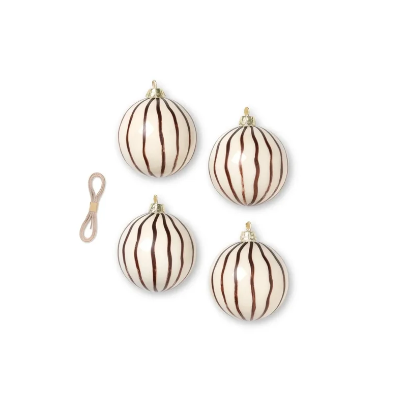 Glass Ornaments Lines Christbaumkugeln handbemalt 4er-Set - ferm LIVING