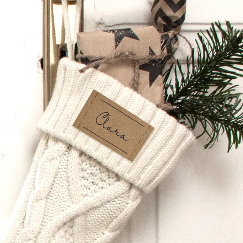 Nikolausstrumpf zum Befüllen Weihnachtssocke aus Strick personalisiert mit Name Etikett