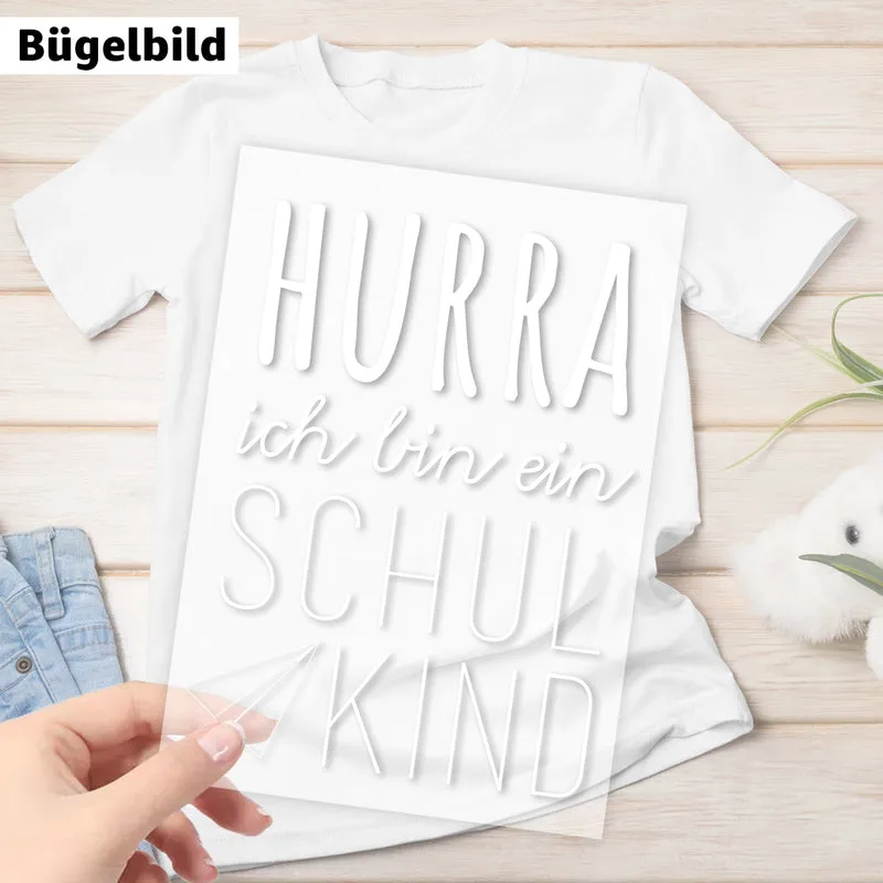 Bügelbild - Hurra ich bin ein Schulkind - Papierflieger