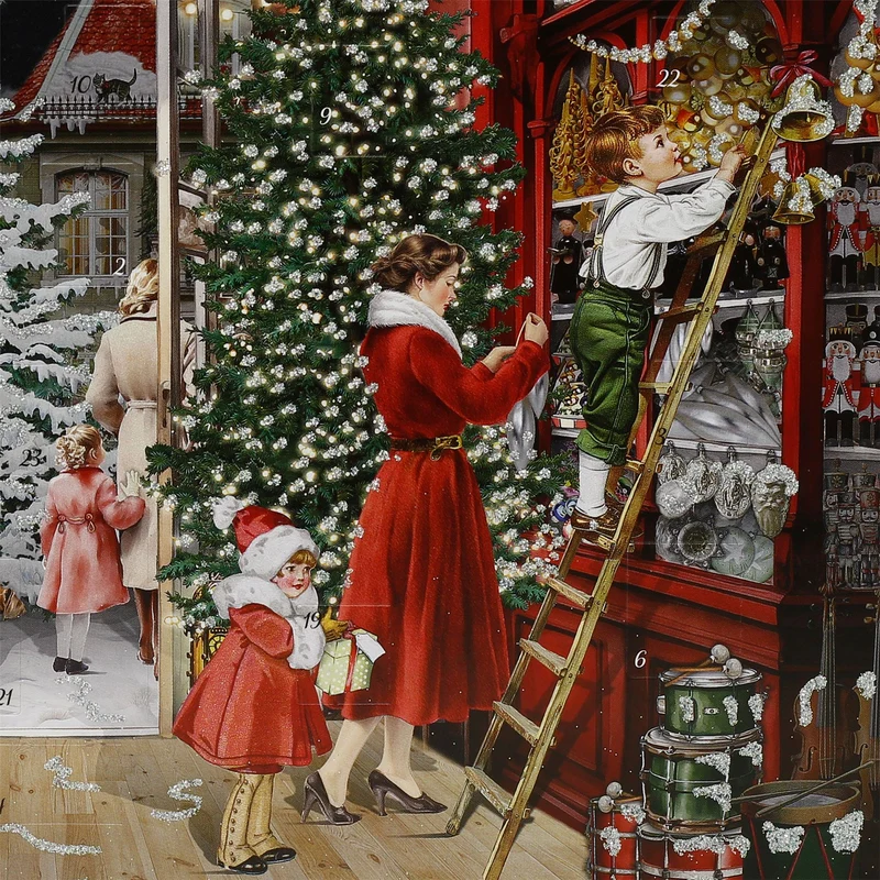 Illustrated Christmas Shop Advent Calendar A4, Traditional Picture Calendar
