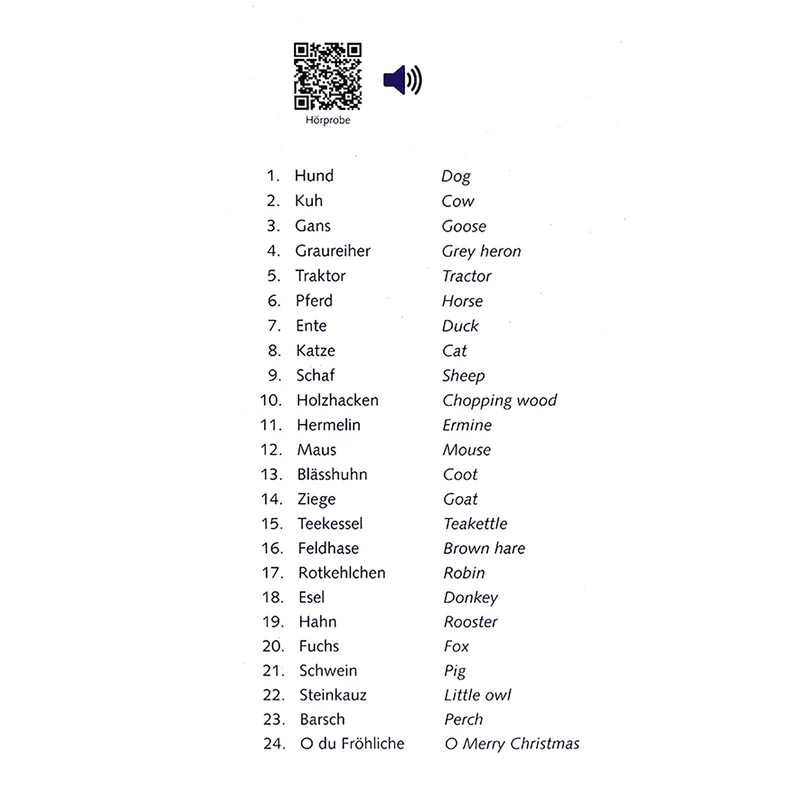 Sound Advent Calendar, 24 Animal & Farm Sounds, Snowy Countryside Scene
