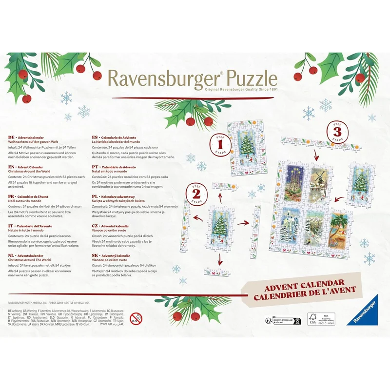 Ravensburger Puzzle Advent Calendar, Christmas Around the World Jigsaw - 1296 Piece