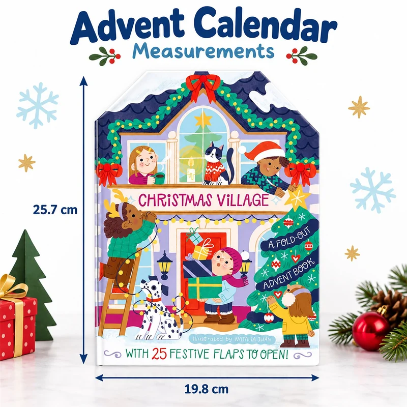 Christmas Village Fold-out Advent Calendar Book, Children's 25-Flap Advent Book