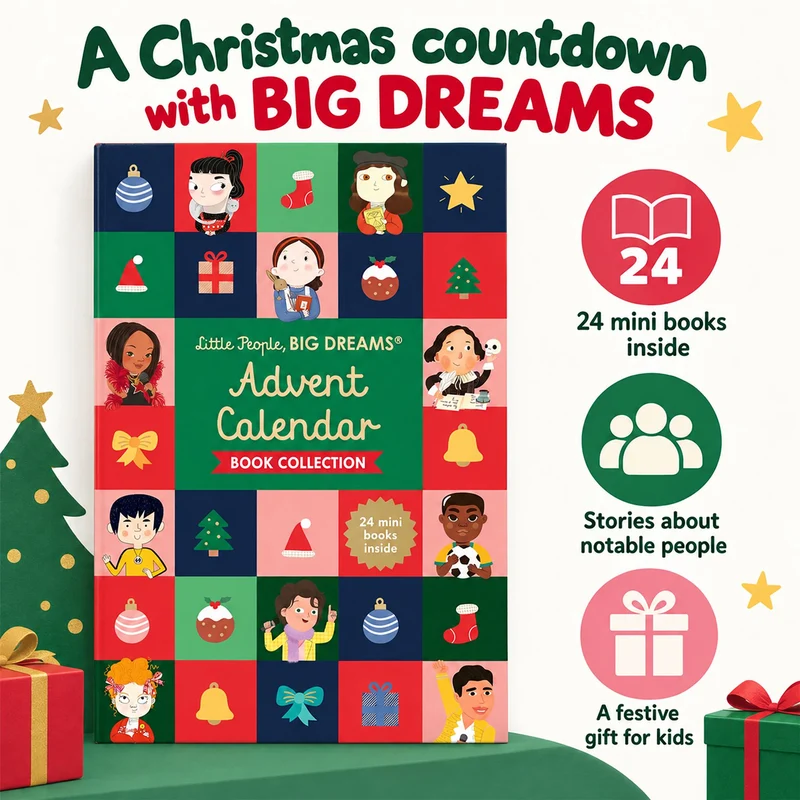 Christmas Book Advent Calendar, 24 Mini Notable People Books for Kids