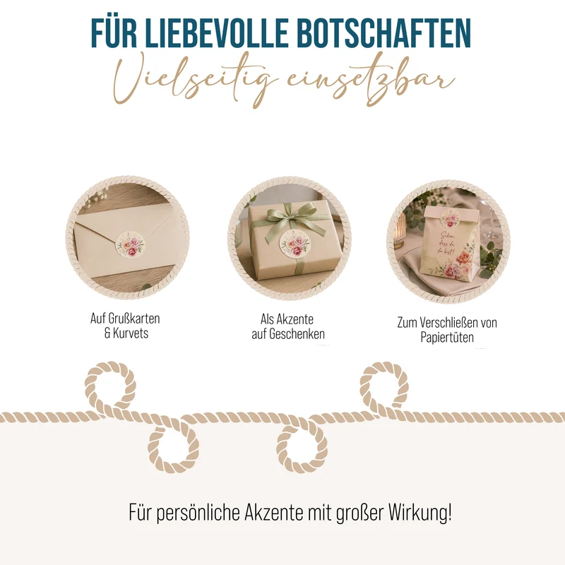 24 Rosen Aufkleber rund 4 cm – Blumensticker Rosa
