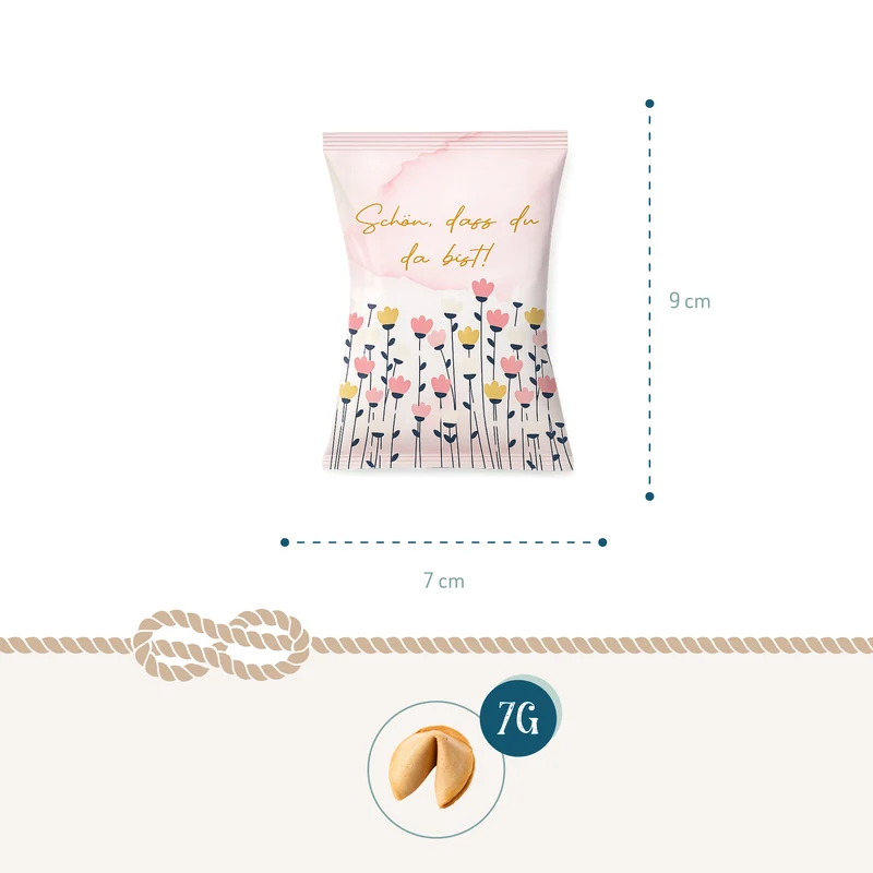 Glückskekse floral rosa 25er Set – Schön, dass du da bist