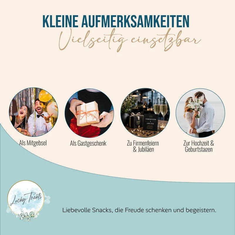 Glückskekse Hochzeit 25er Set weiß gold – Schön, dass du da bist